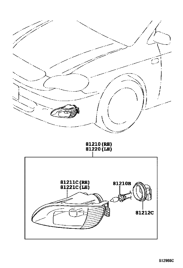 Toyota COROLLA Fog Lamp EPC diagram — 812986C