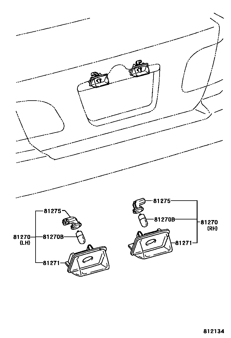 Toyota COROLLA 后牌照灯 EPC diagram — 812134