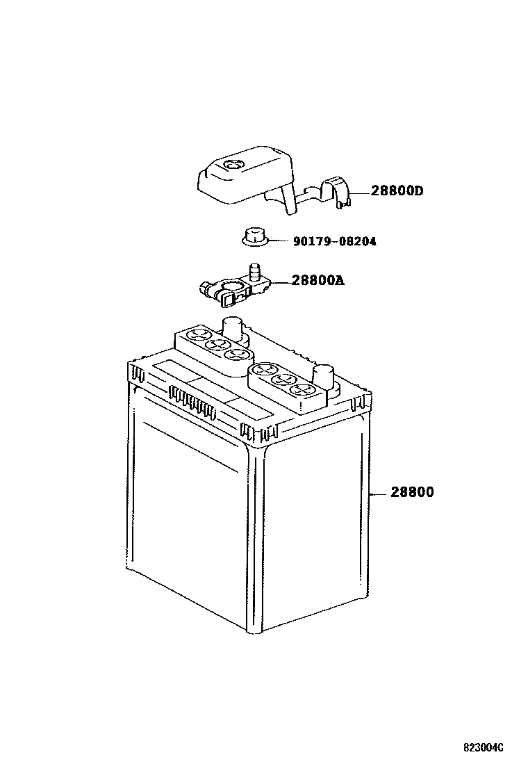Toyota COROLLA 蓄电池和蓄电池电缆 EPC diagram — 823004C