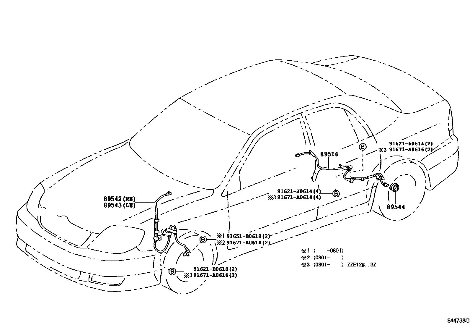 Toyota COROLLA ABS 和 VSC EPC diagram — 844738G