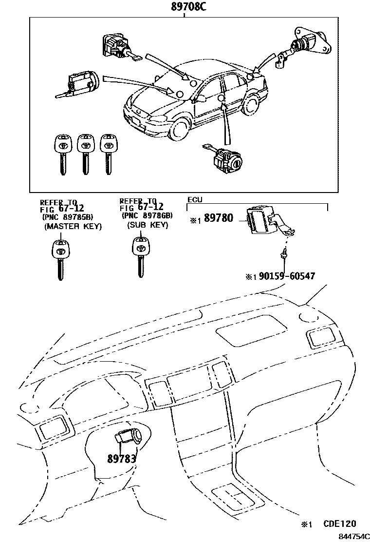 Toyota COROLLA 防盗装置 EPC diagram — 844754C