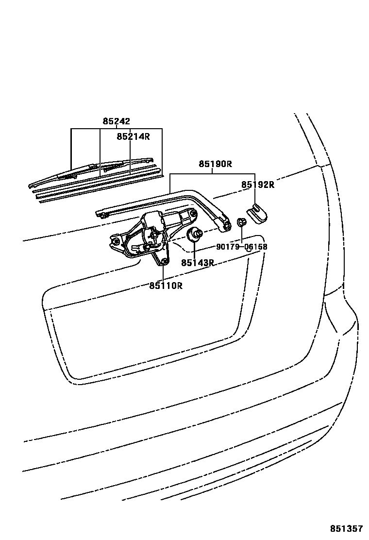Toyota COROLLA 后刮水器 EPC diagram — 851357