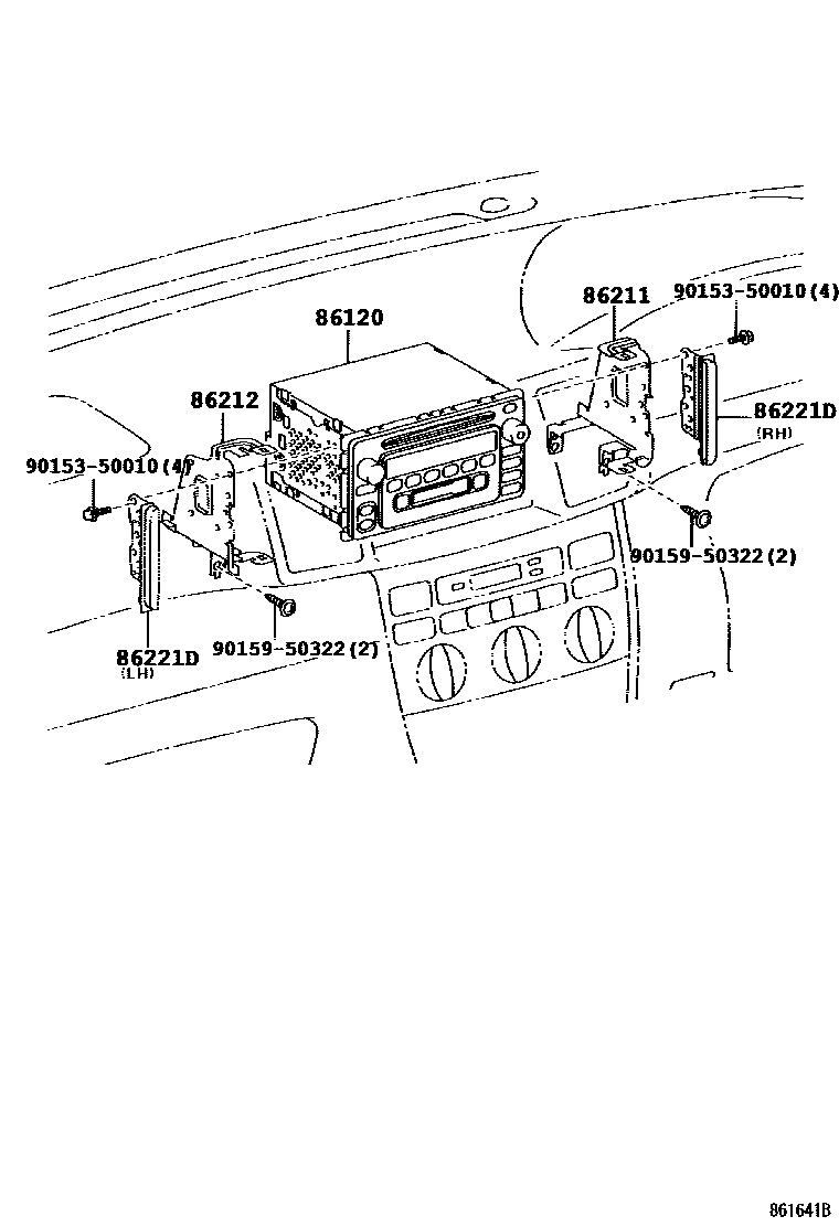 Toyota COROLLA 收音机、放大器和冷凝器 EPC diagram — 861641B