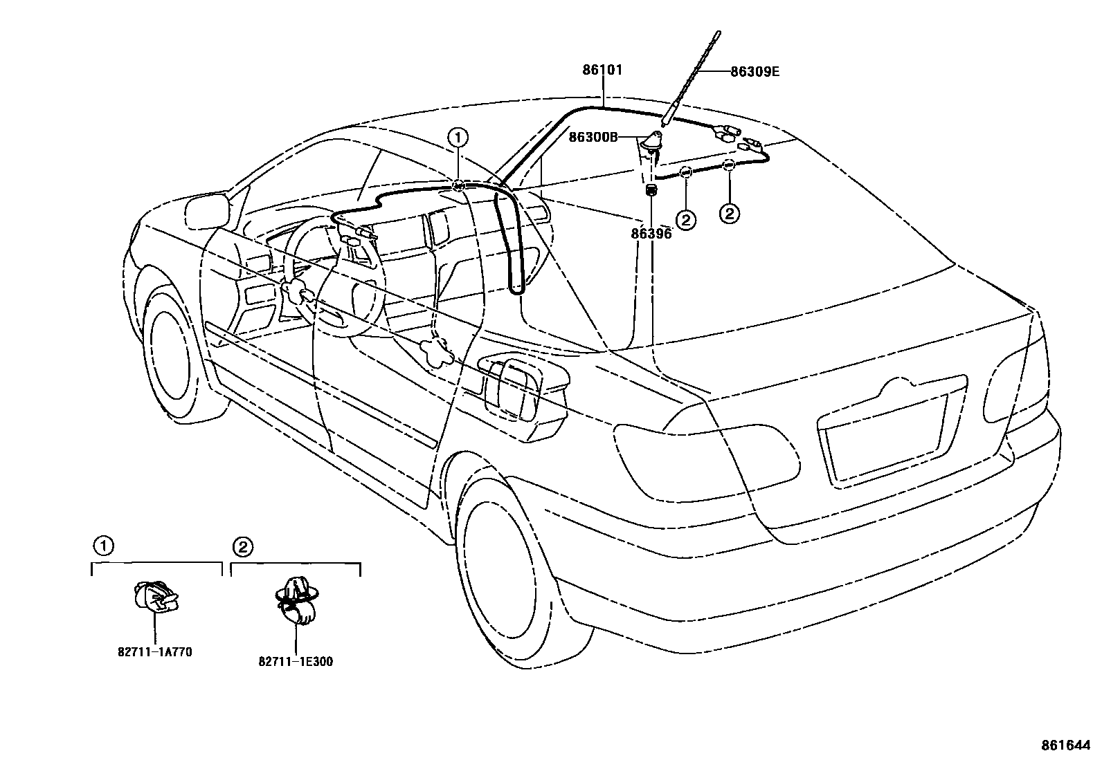 Toyota COROLLA antenna EPC diagram — 861644