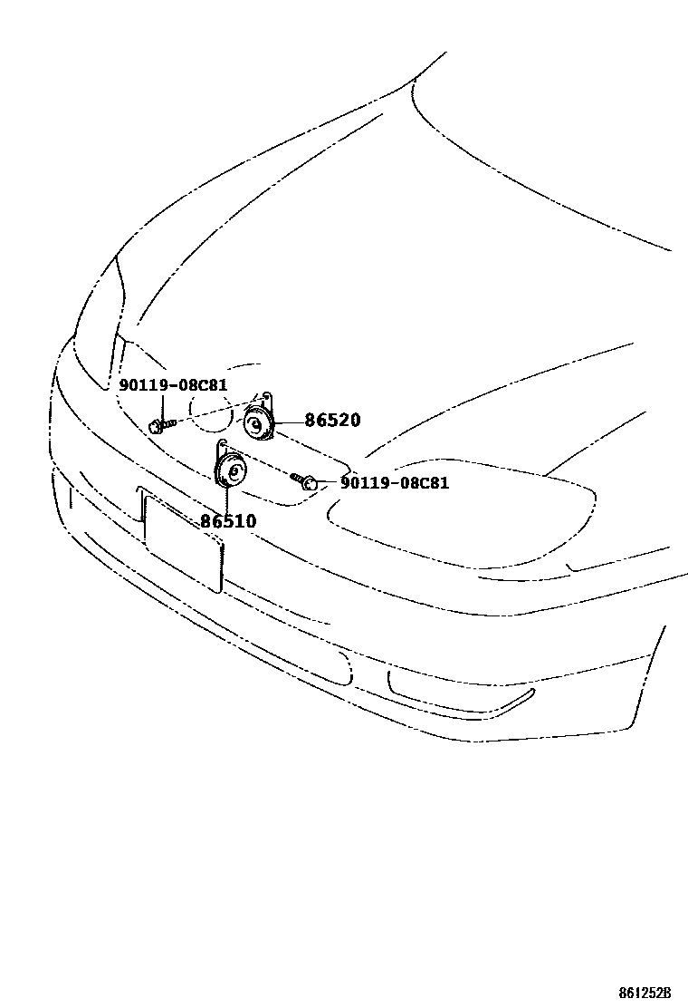 Toyota COROLLA 喇叭 EPC diagram — 861252B