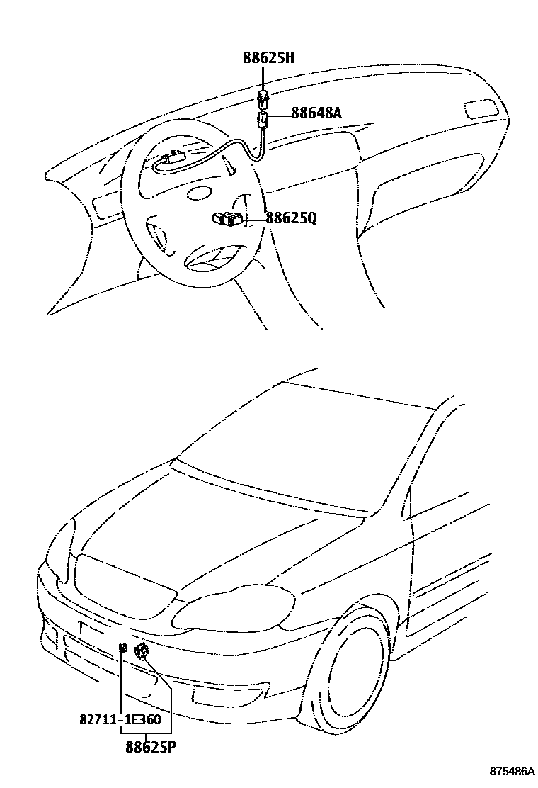 Toyota COROLLA 暖风和空调系统 - 控制器和风管 EPC diagram — 875486A