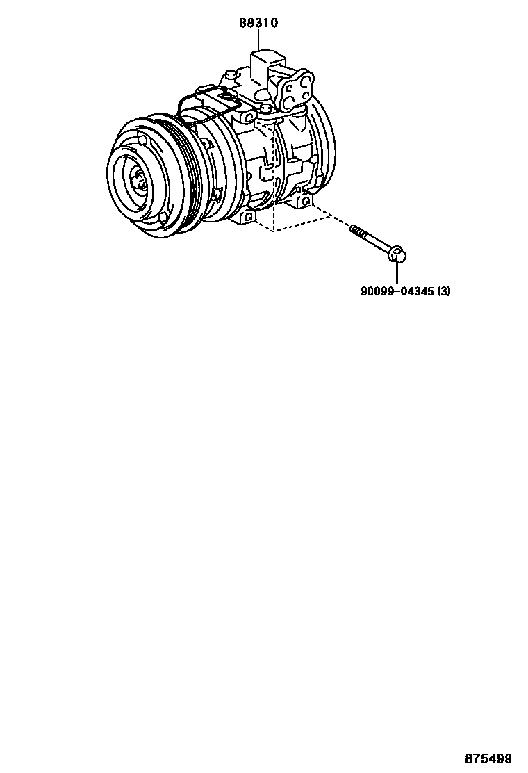 Toyota COROLLA Heating & Air Conditioning - Compressor EPC diagram — 875499