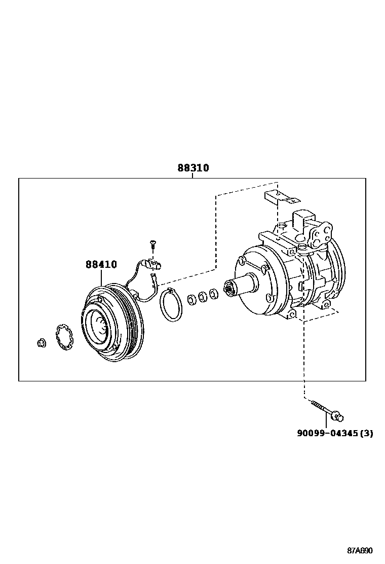 Toyota COROLLA Heating & Air Conditioning - Compressor EPC diagram — 87A690