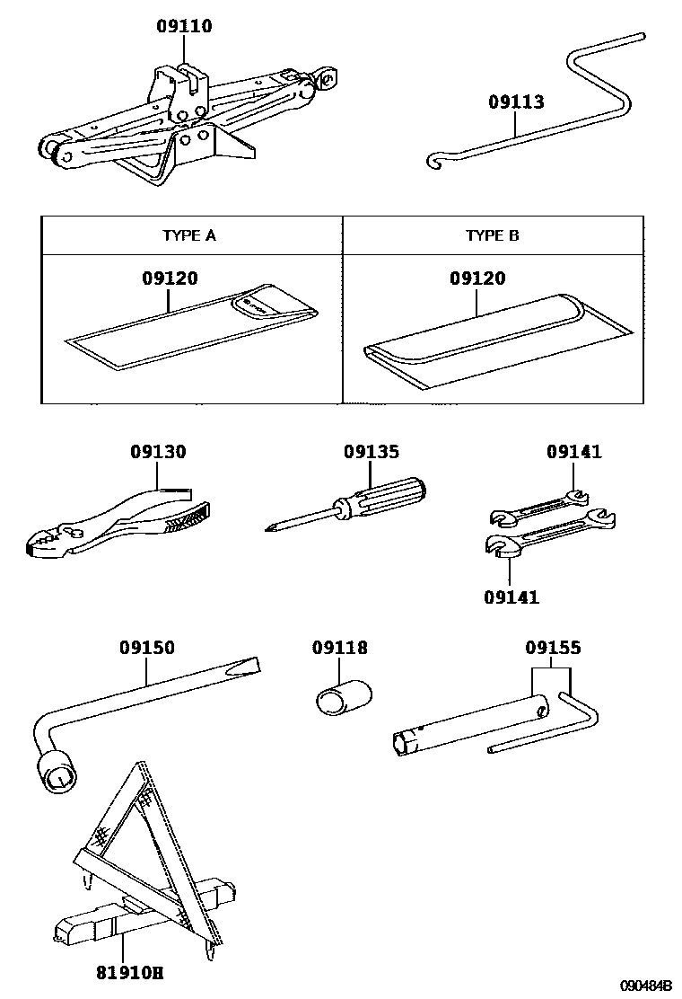 Toyota COROLLA Standard Tools EPC diagram — 090484C