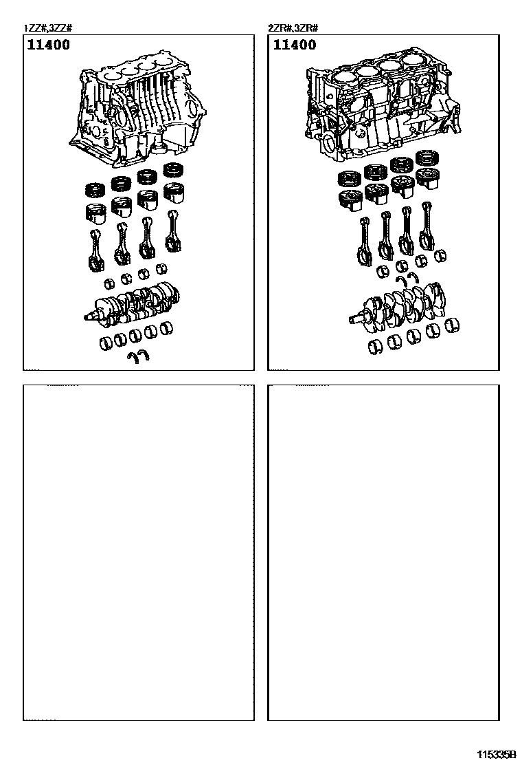 Toyota COROLLA Short Block Assembly EPC diagram — 115335B