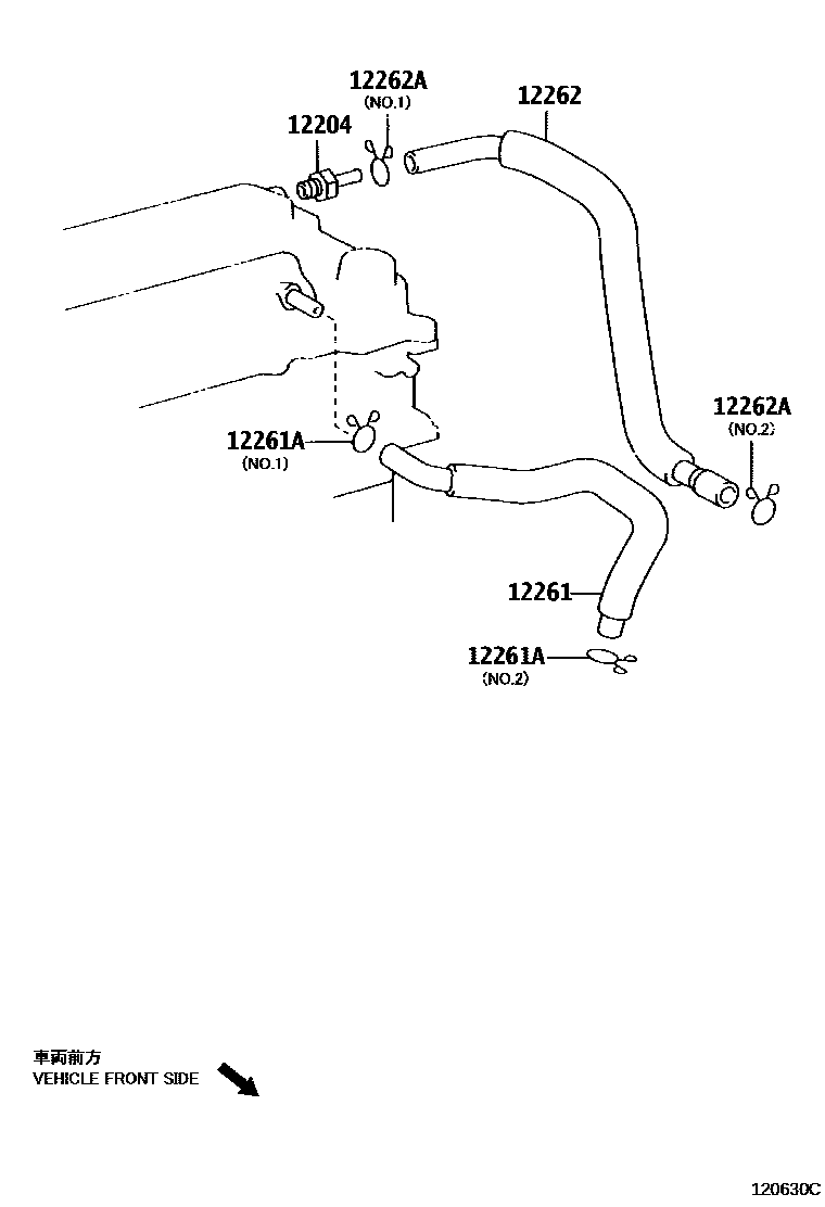 Toyota COROLLA Ventilation Hose EPC diagram — 120630C
