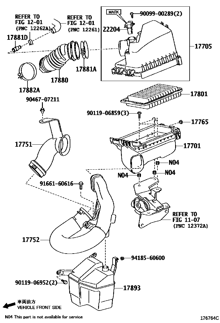 Toyota COROLLA Air Cleaner EPC diagram — 176764C