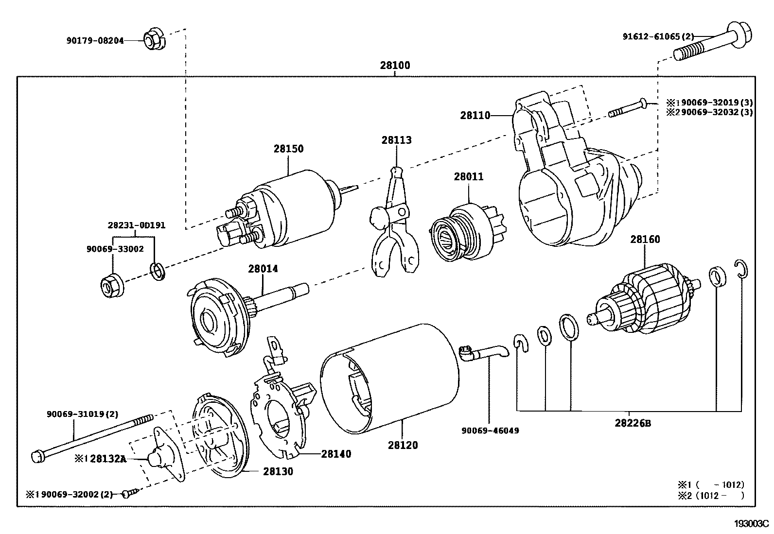 Toyota COROLLA 起动机 EPC diagram — 193003C