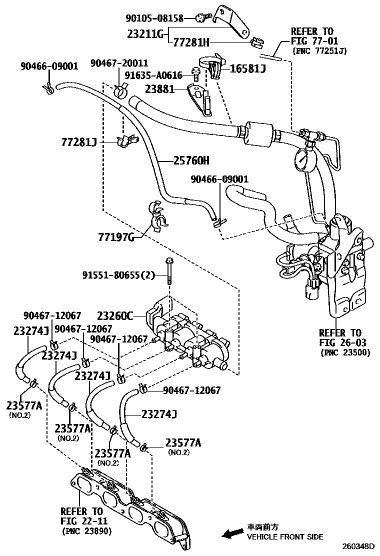 Toyota COROLLA LPG或CNG喷射系统 EPC diagram — 260348D