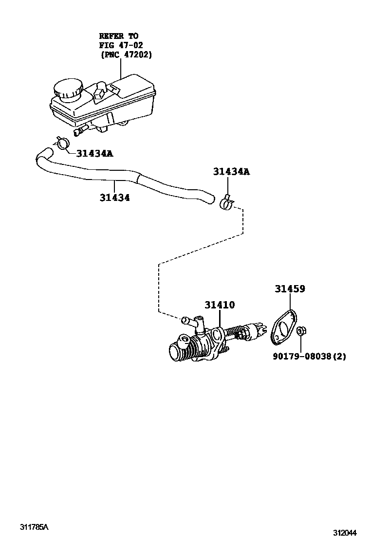 Toyota COROLLA 离合器总泵 EPC diagram — 312044