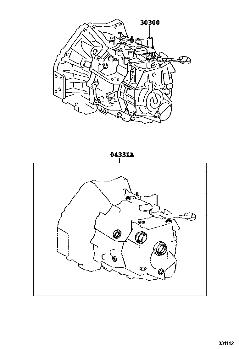 Toyota COROLLA 传动桥或变速器总成和衬垫组件(MTM) EPC diagram — 334112