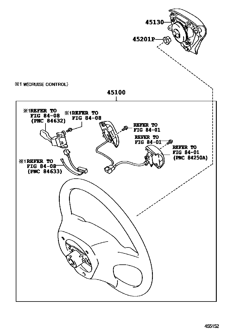 Toyota COROLLA Steering Wheel EPC diagram — 455152