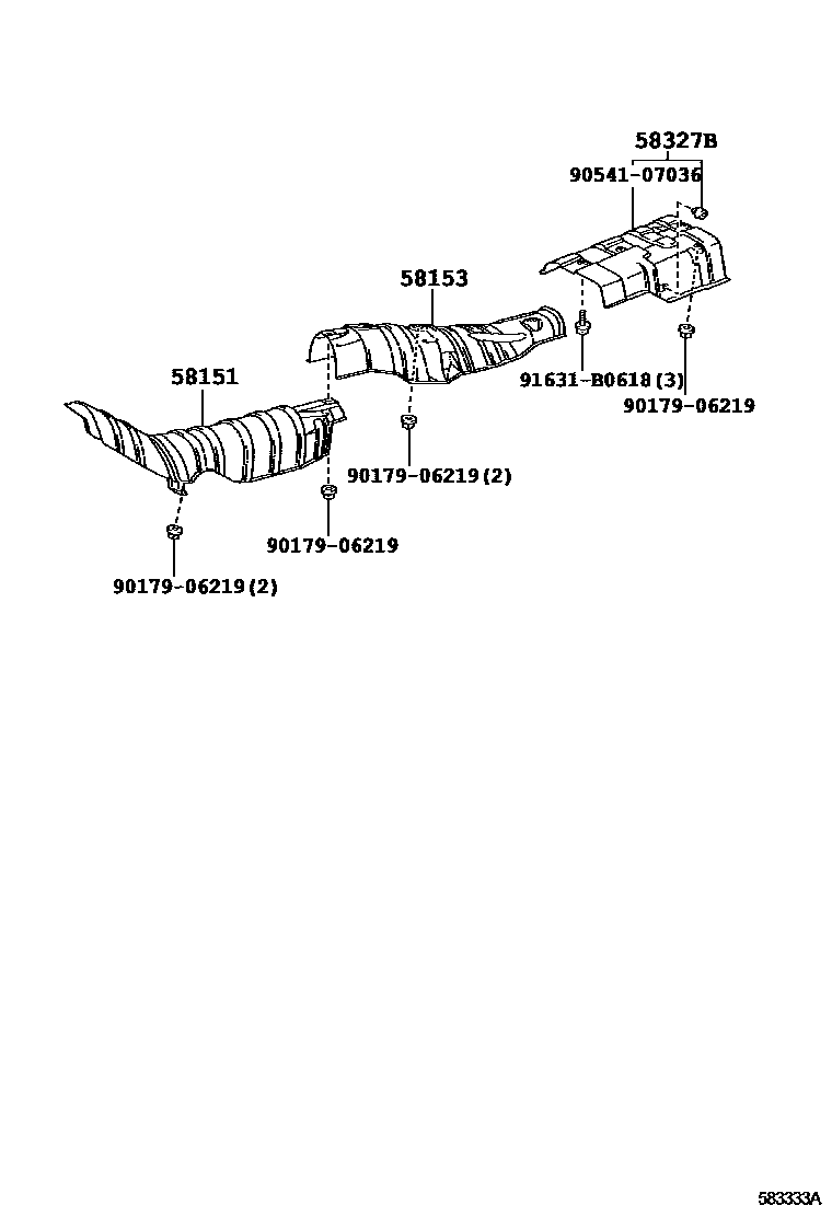 Toyota COROLLA 地板隔热垫 EPC diagram — 583333A