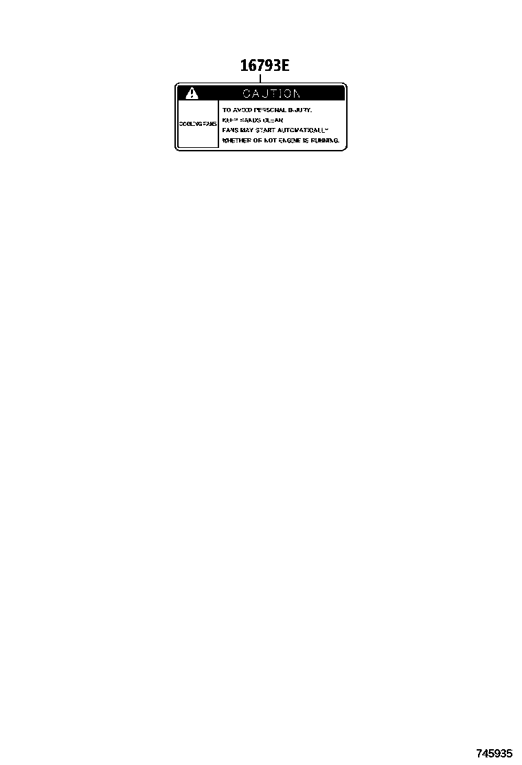 Toyota COROLLA 警示铭牌(车外和车内) EPC diagram — 745935