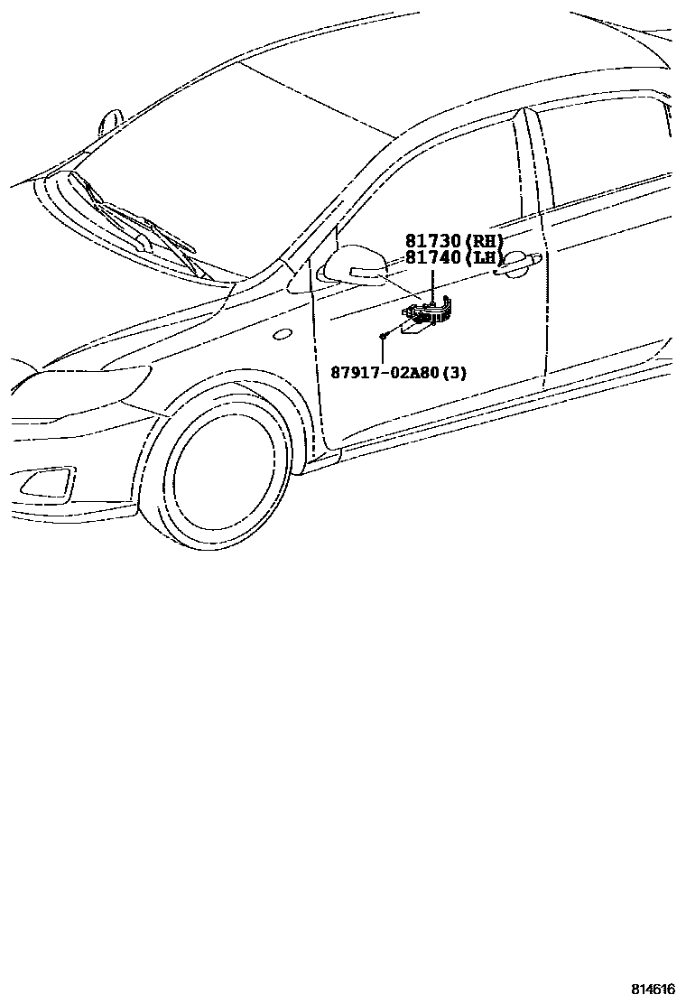 Toyota COROLLA Side Turn Signal & Outer Mirror Lamp EPC diagram — 814616