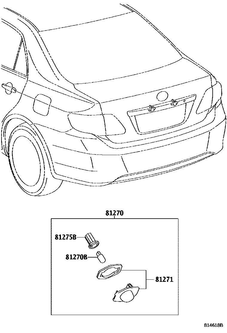 Toyota COROLLA 后牌照灯 EPC diagram — 814618B