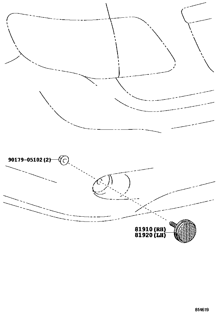 Toyota COROLLA reflector EPC diagram — 814619
