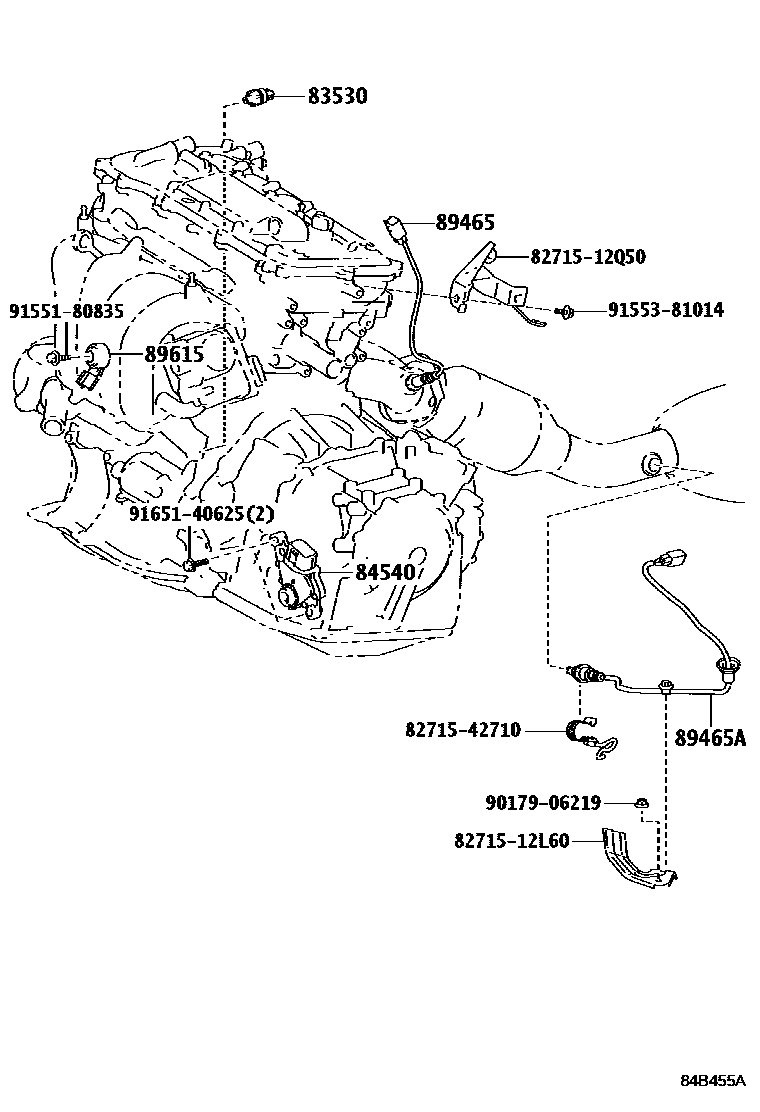 Toyota COROLLA 开关和继电器和ECU EPC diagram — 84B455A