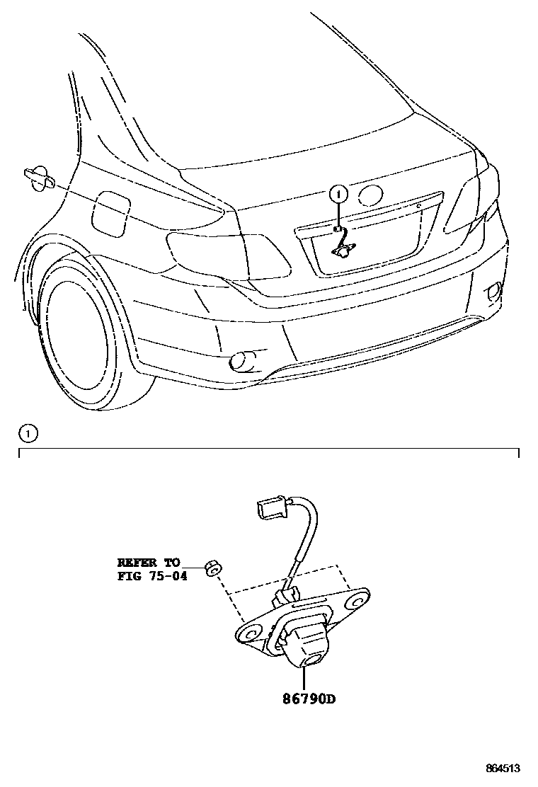 Toyota COROLLA 倒车影像和摄像头 EPC diagram — 864513