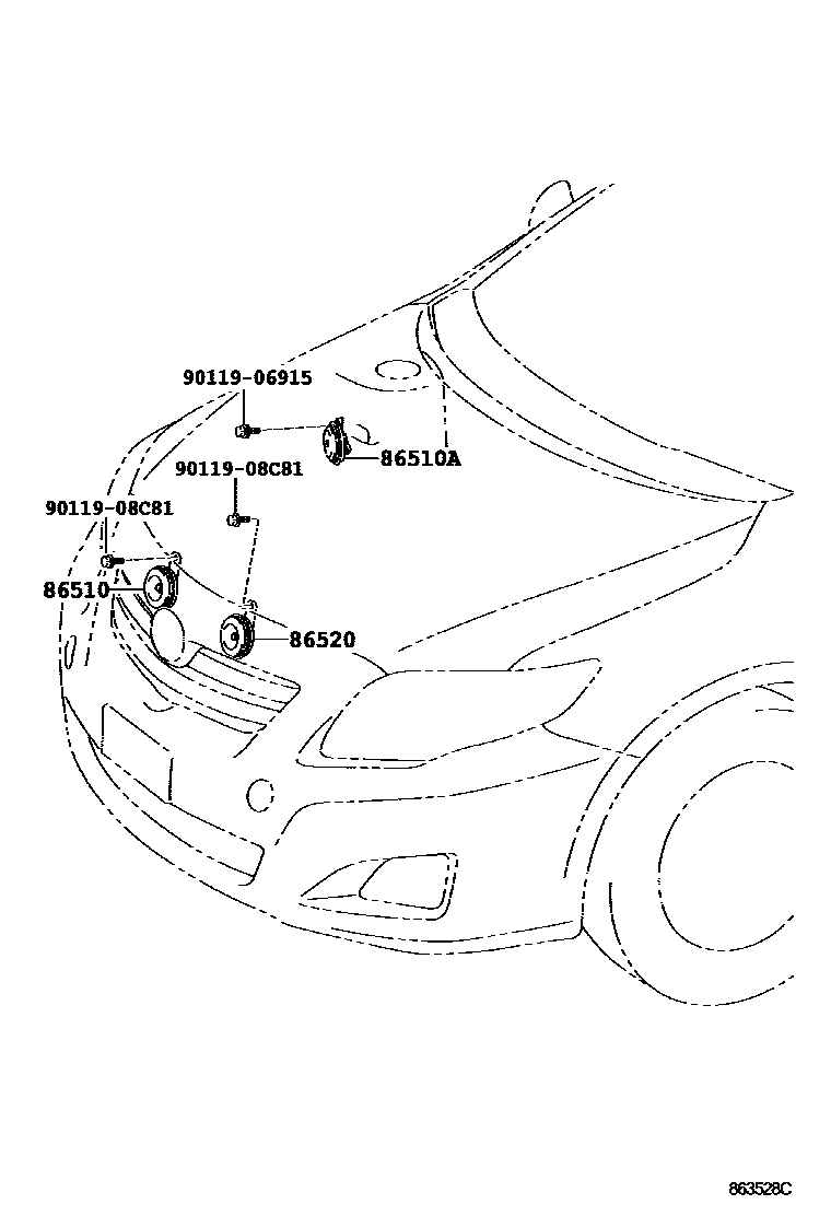 Toyota COROLLA 喇叭 EPC diagram — 863528C
