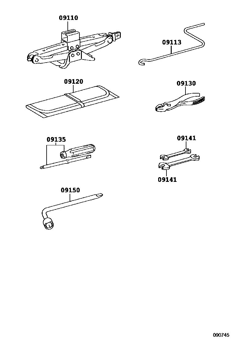 Toyota COROLLA Standard Tools EPC diagram — 090745