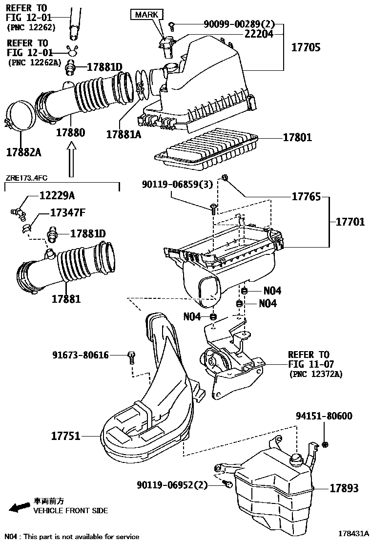 Toyota COROLLA Air Cleaner EPC diagram — 178431A