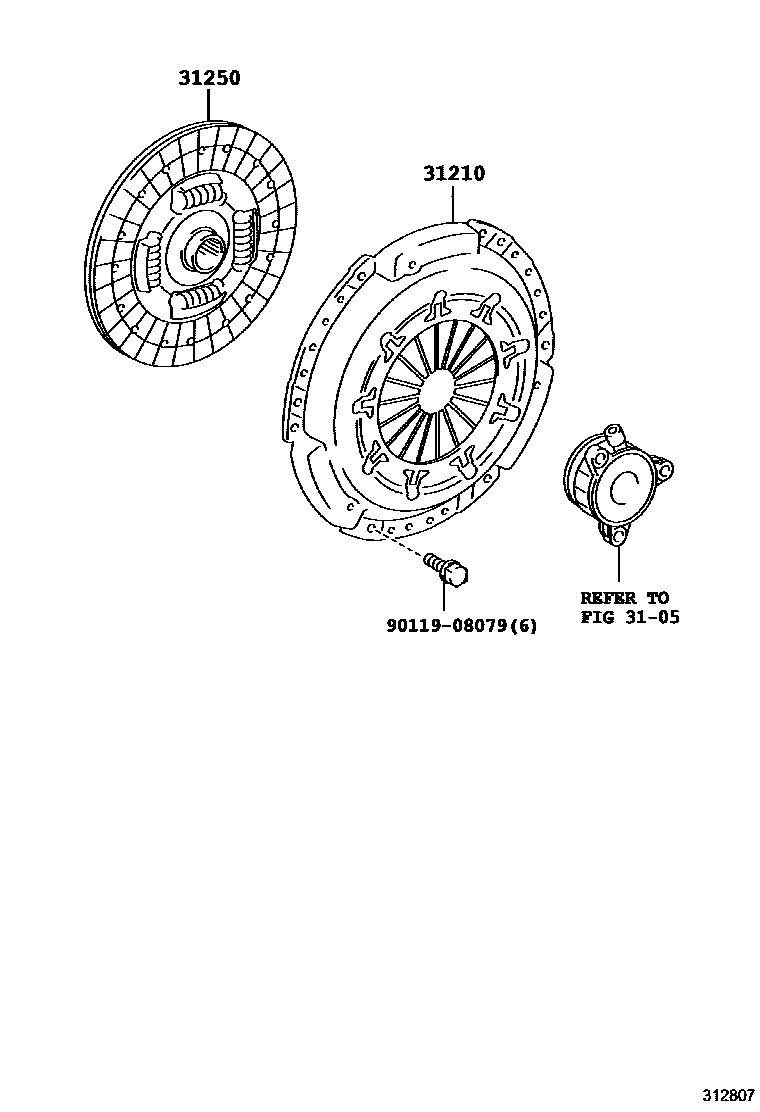 Toyota COROLLA 离合器和分离叉 EPC diagram — 312807