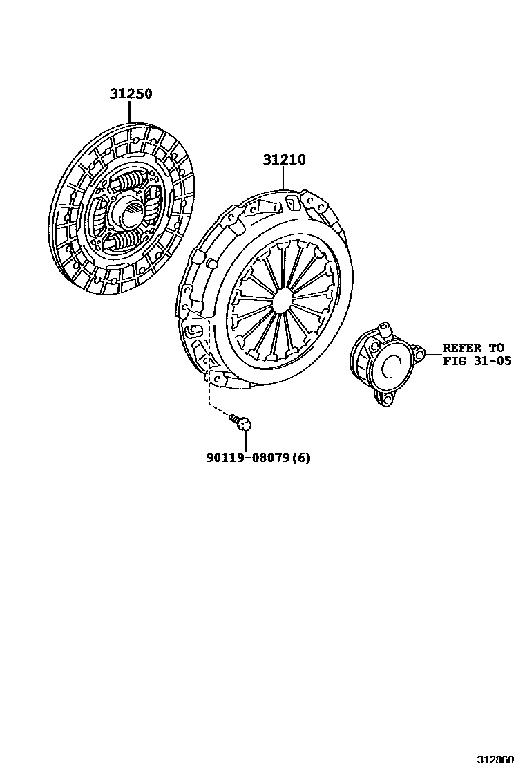 Toyota COROLLA 离合器和分离叉 EPC diagram — 312860
