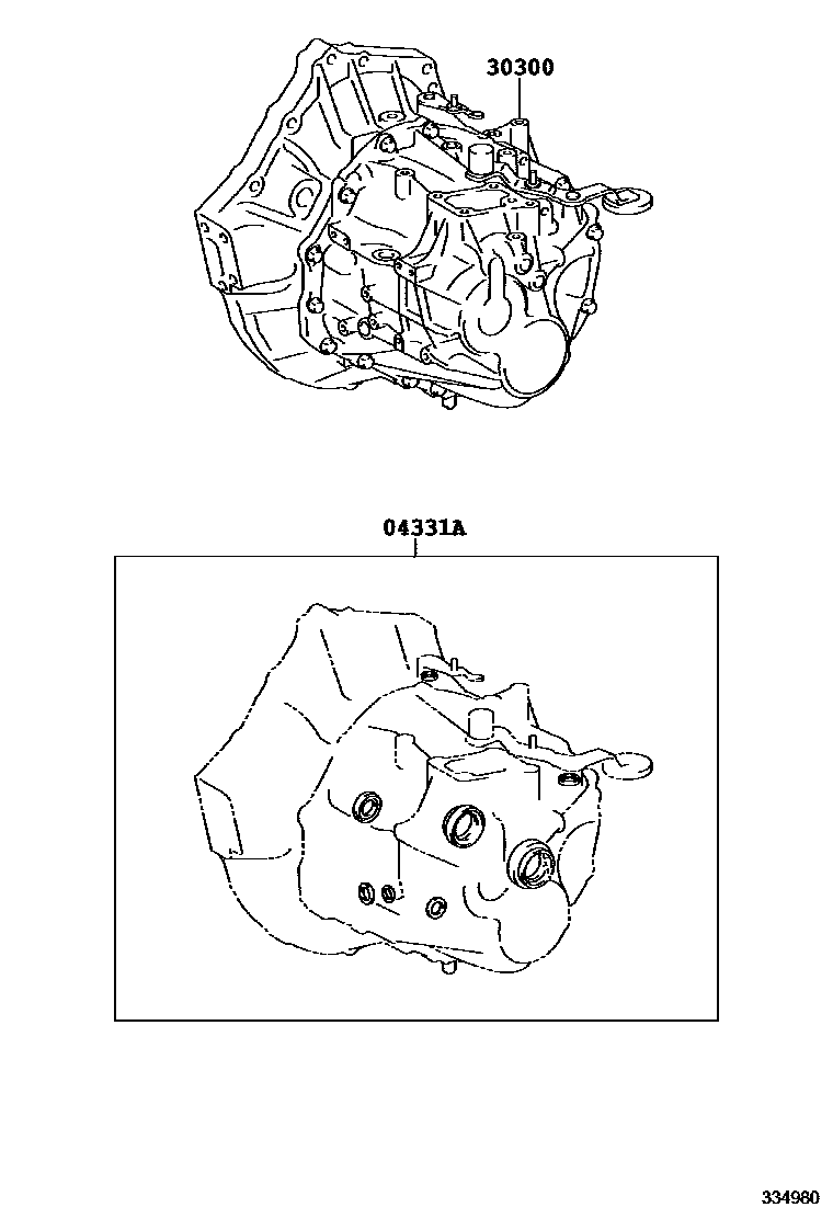 Toyota COROLLA 传动桥或变速器总成和衬垫组件(MTM) EPC diagram — 334980