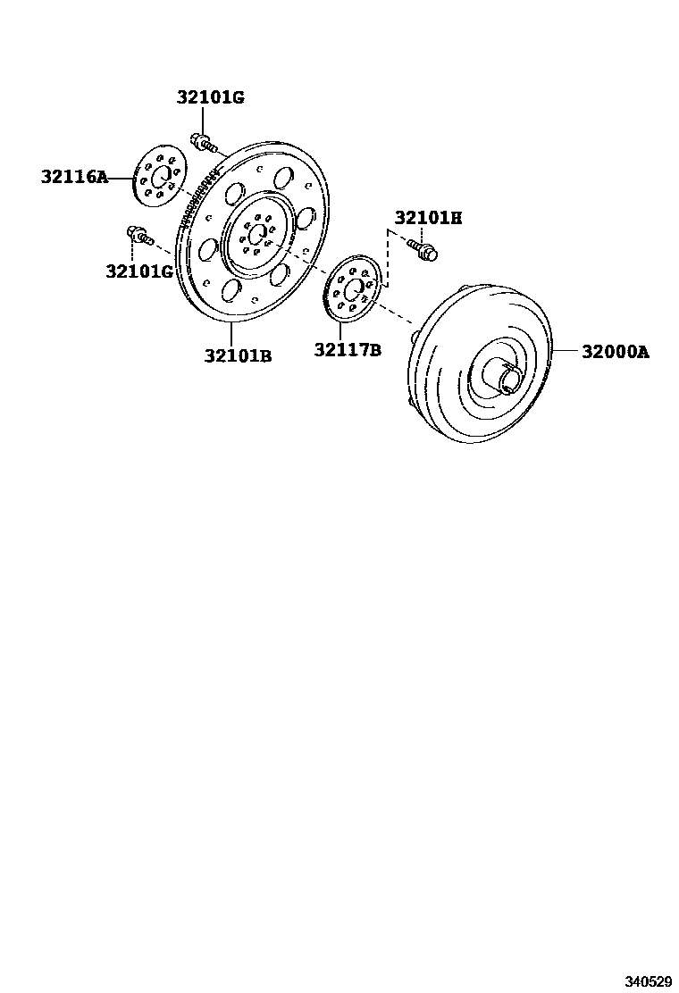 Toyota COROLLA 变矩器、前油泵(CVT) EPC diagram — 340529