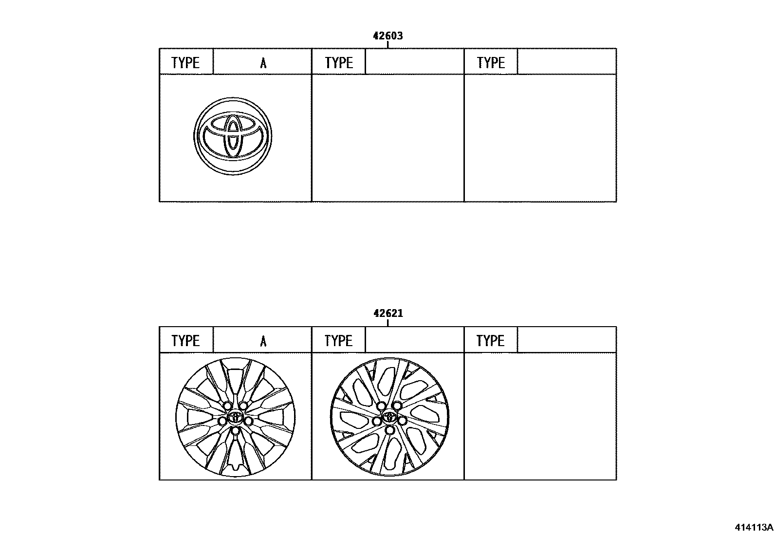 Toyota COROLLA 车轮和车轮盖 EPC diagram — 414113A