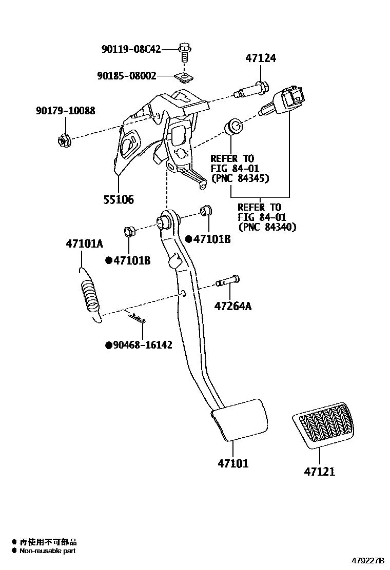 Toyota COROLLA Brake Pedal & Bracket EPC diagram — 479227B