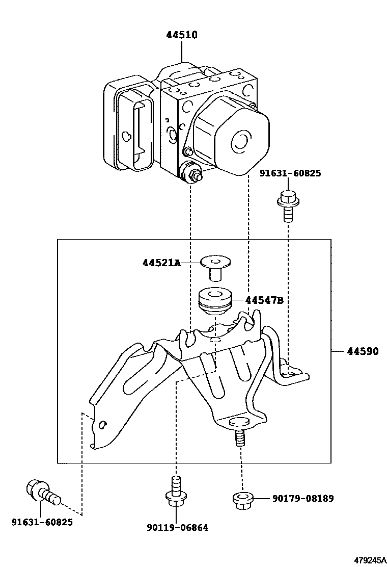 Toyota COROLLA 制动配管和卡箍 EPC diagram — 479245A