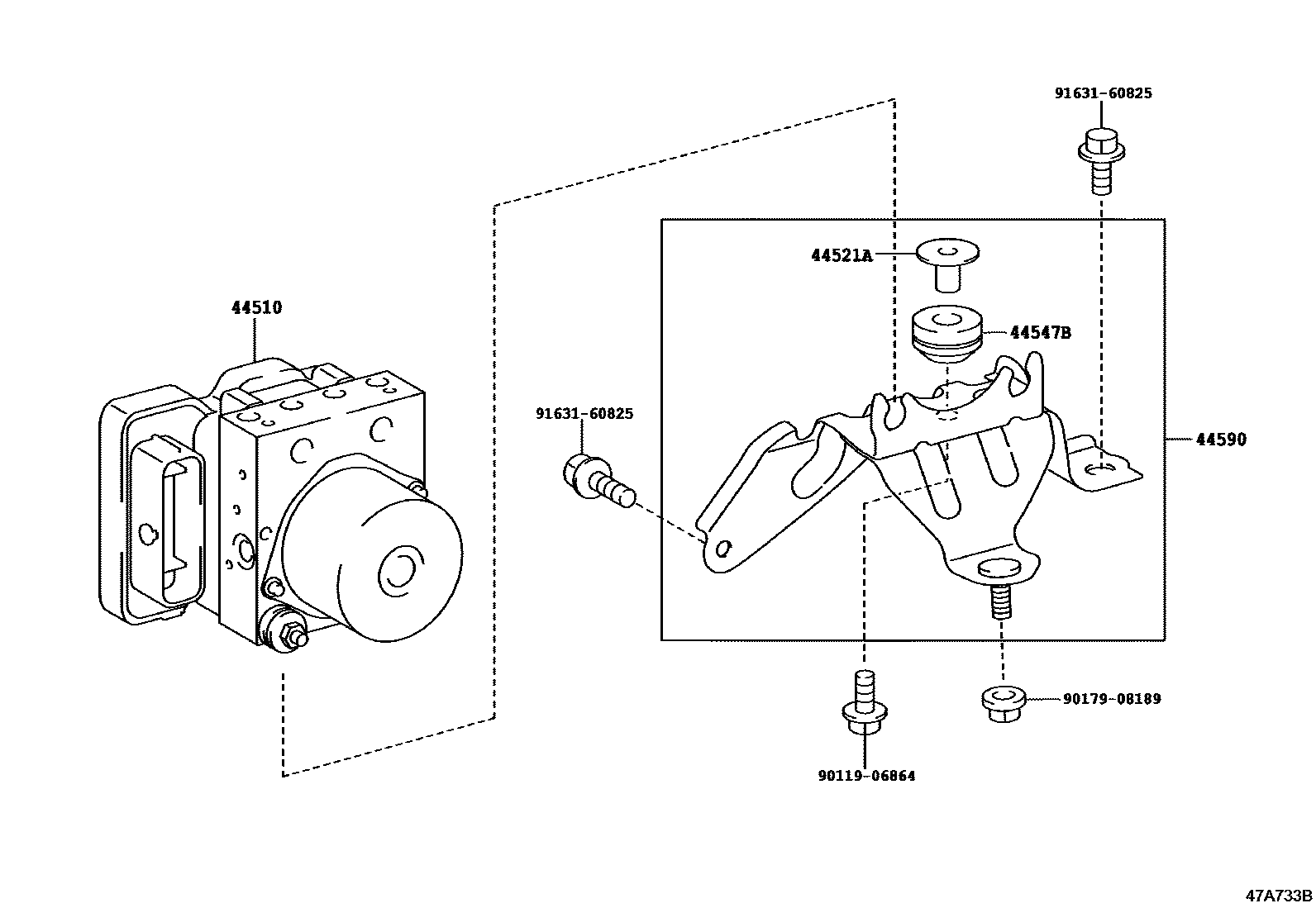 Toyota COROLLA 制动配管和卡箍 EPC diagram — 47A773A