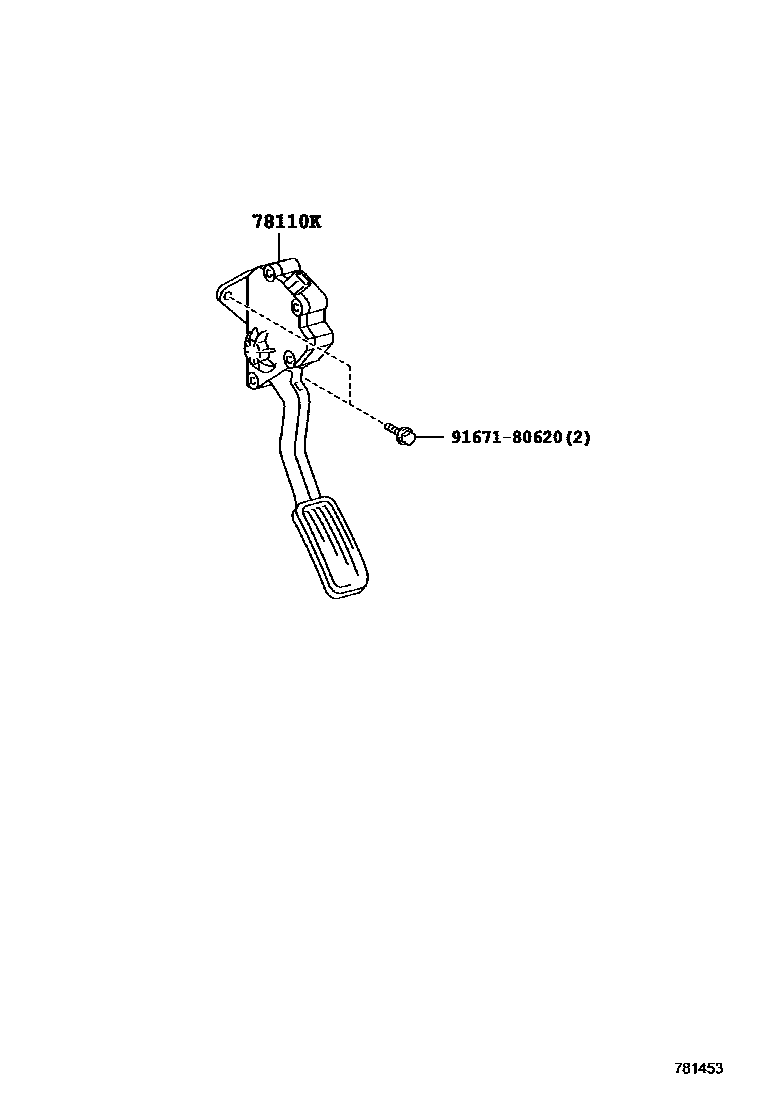 Toyota COROLLA accelerator pedal connecting rod EPC diagram — 781453