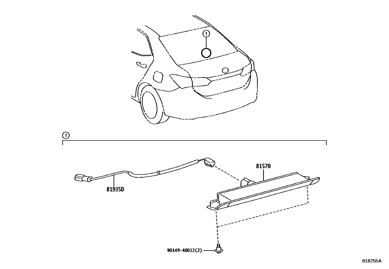 Toyota COROLLA 高位刹车灯 EPC diagram — 818255A