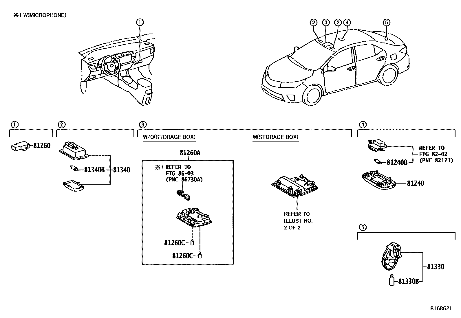 Toyota COROLLA 车内灯 EPC diagram — 816862I