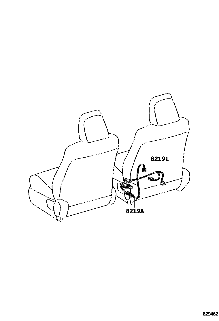 Toyota COROLLA 线束和卡夹 EPC diagram — 829462