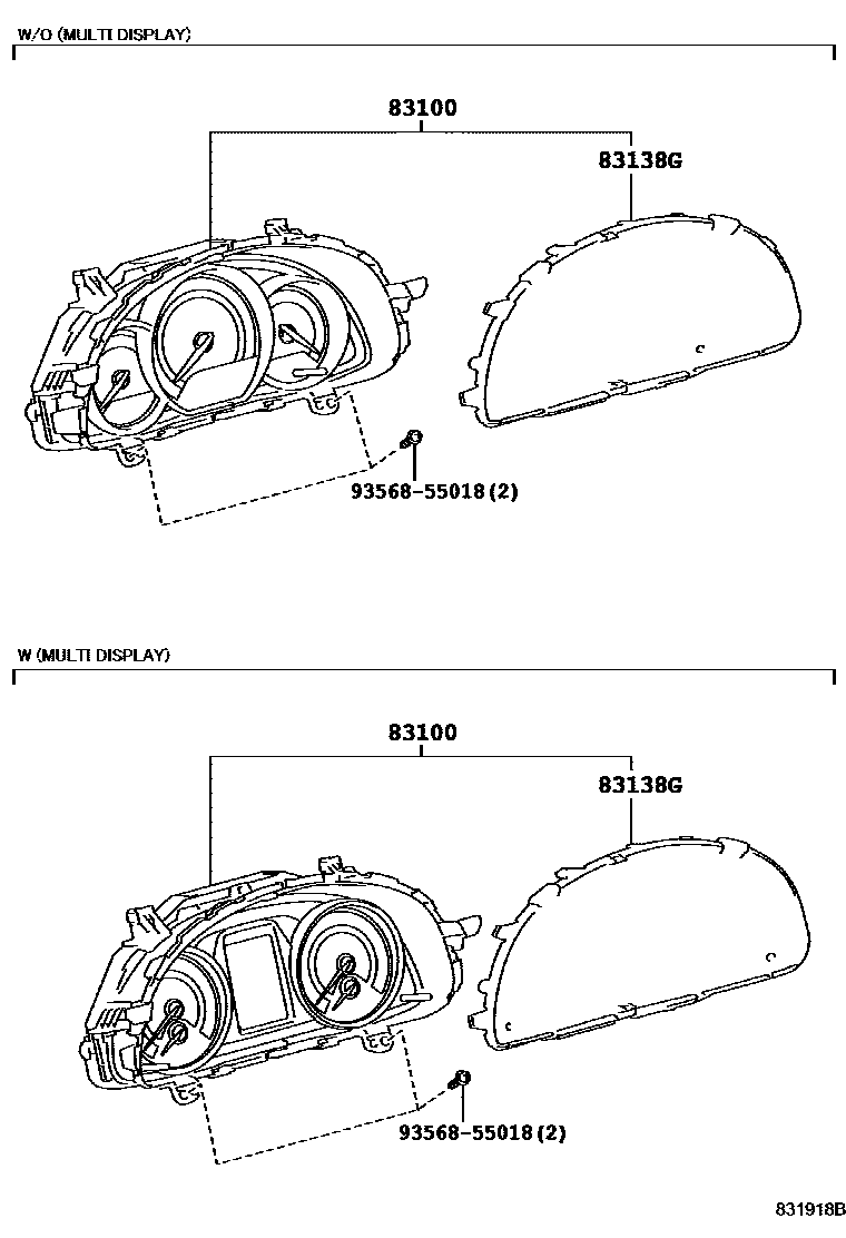 Toyota COROLLA 仪表 EPC diagram — 831918B