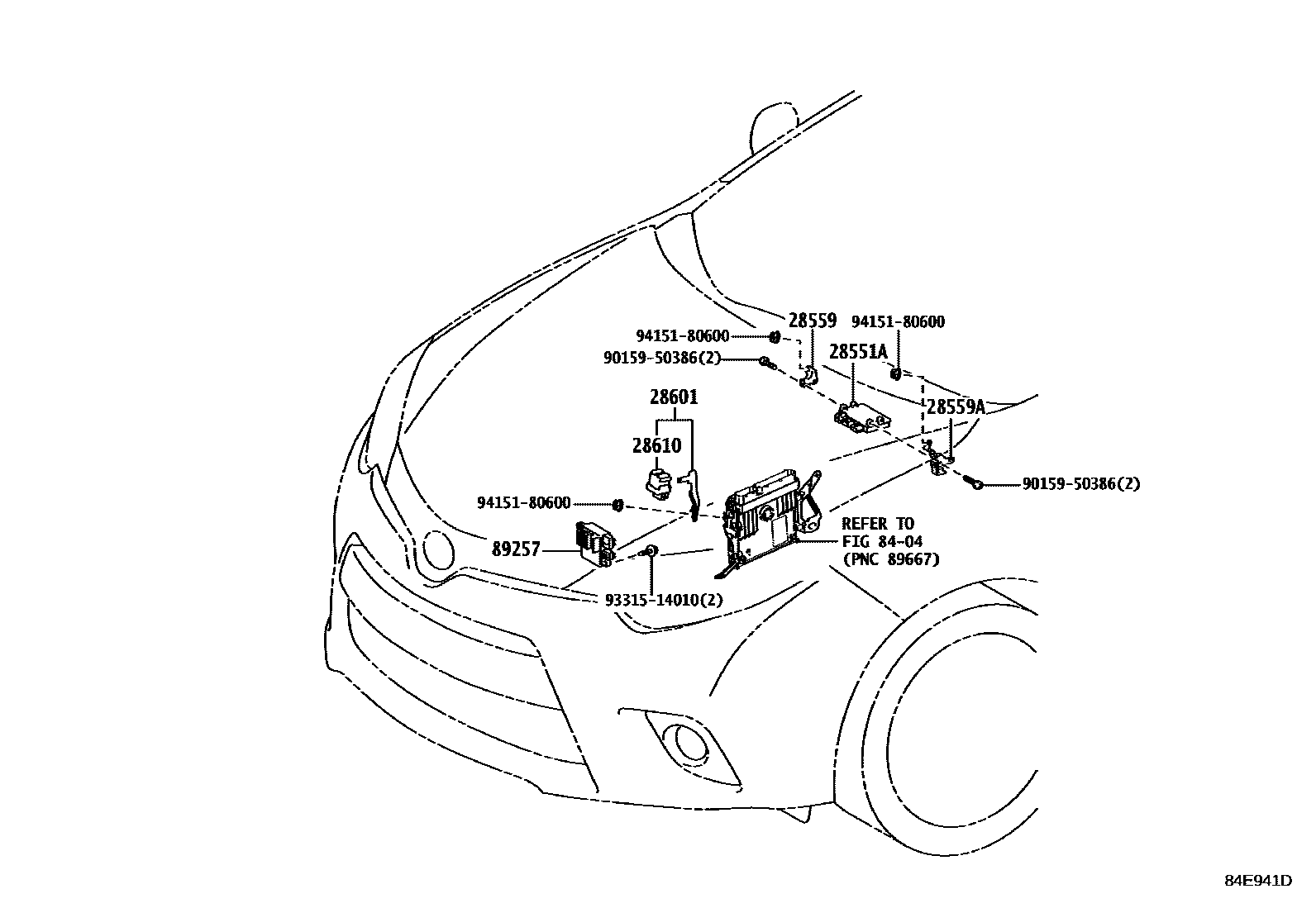 Toyota COROLLA 开关和继电器和ECU EPC diagram — 84E941D