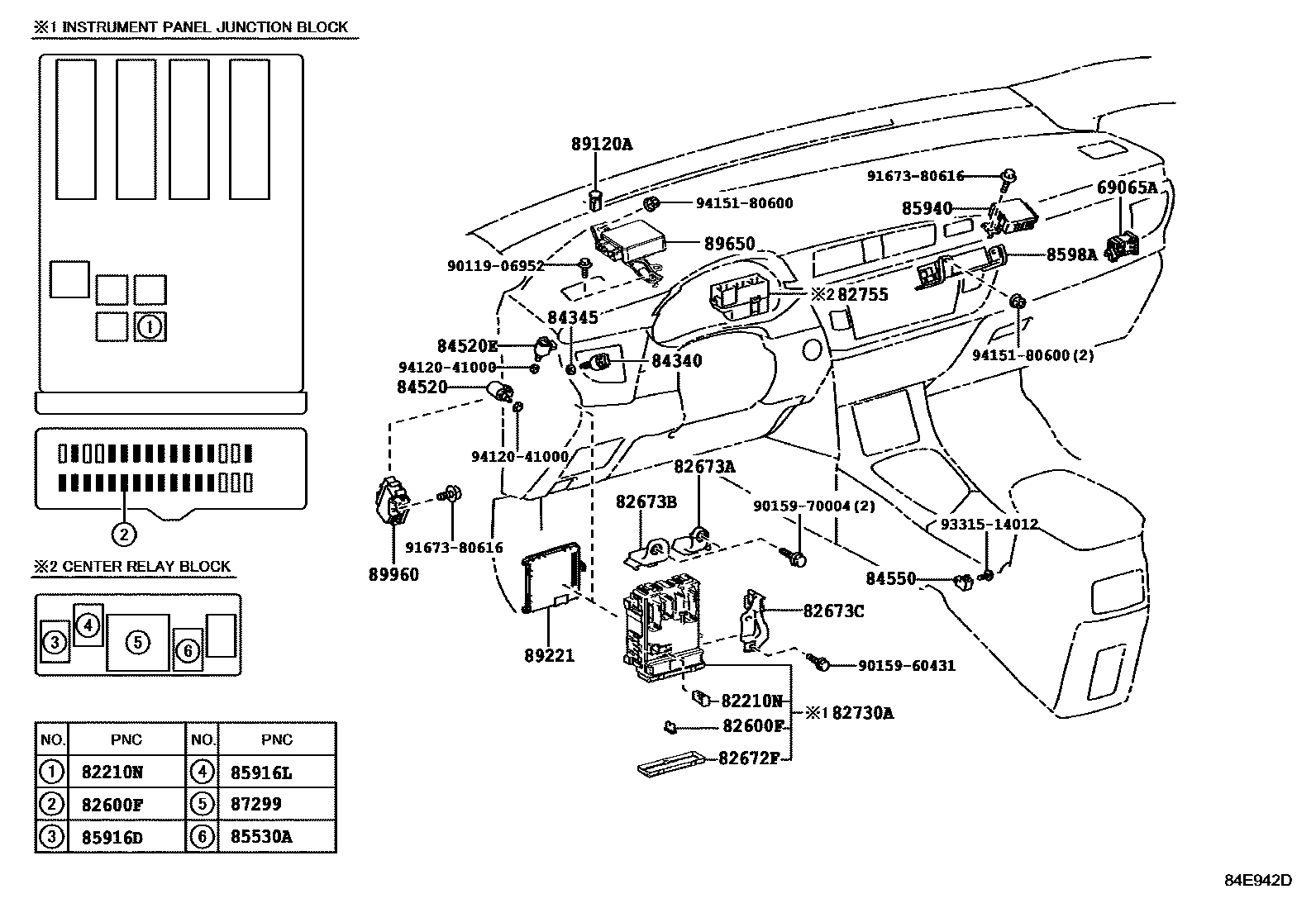 Toyota COROLLA 开关和继电器和ECU EPC diagram — 84E942D