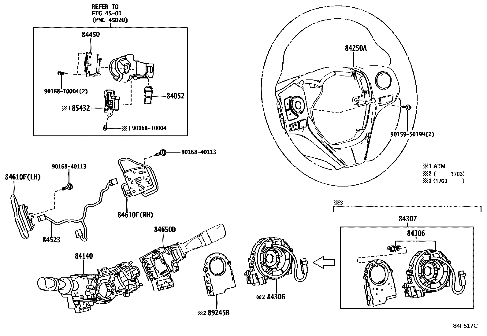 Toyota COROLLA 开关和继电器和ECU EPC diagram — 84F517C