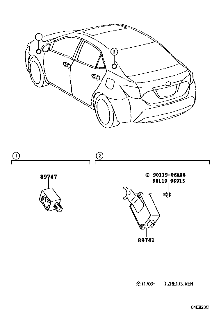 Toyota COROLLA 遥控门锁 EPC diagram — 84E923C