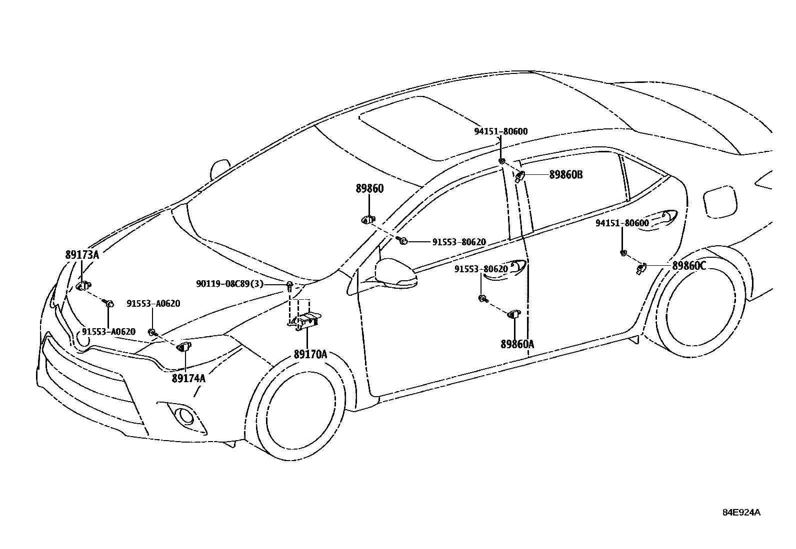Toyota COROLLA 空气囊 EPC diagram — 84E924A