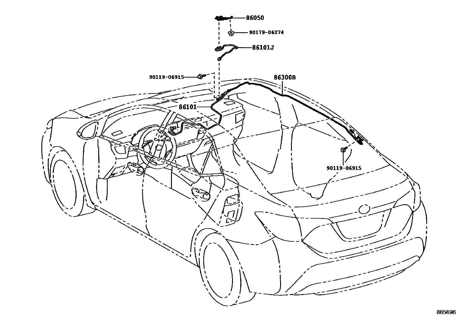 Toyota COROLLA antenna EPC diagram — 865696